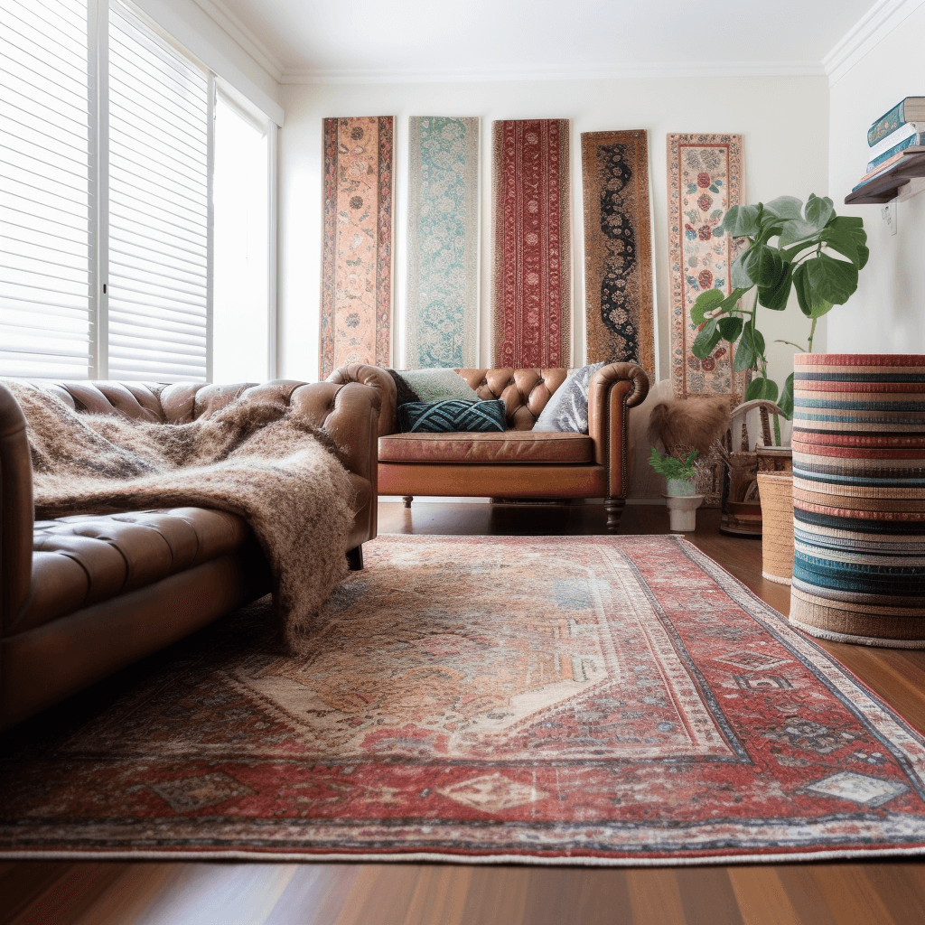 Vintage rugs in a living room